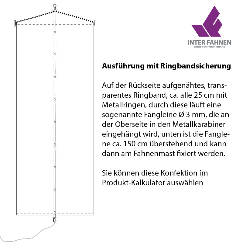 Bannerfahne mit 1 Querstange
